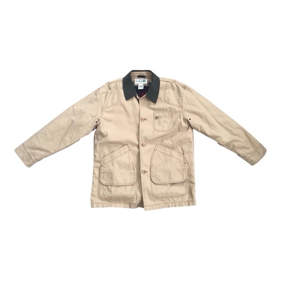 LL BEAN Vintage Men's Field Coat w Wool/Nylon Liner Saddle Tan Canvas Size L
